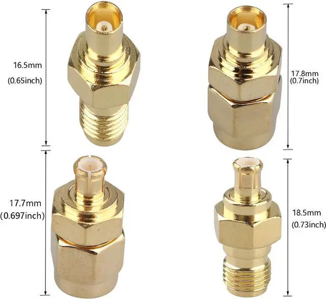 Alt view image 6 of 6 - 4PCS SMA to MCX Connectors Kit RF Coaxial Adapter Male to Female MCX Coupler Antenna Low Loss Coaxial Cable Adapter for Networks WiFi Router Radio scanners Audio Video