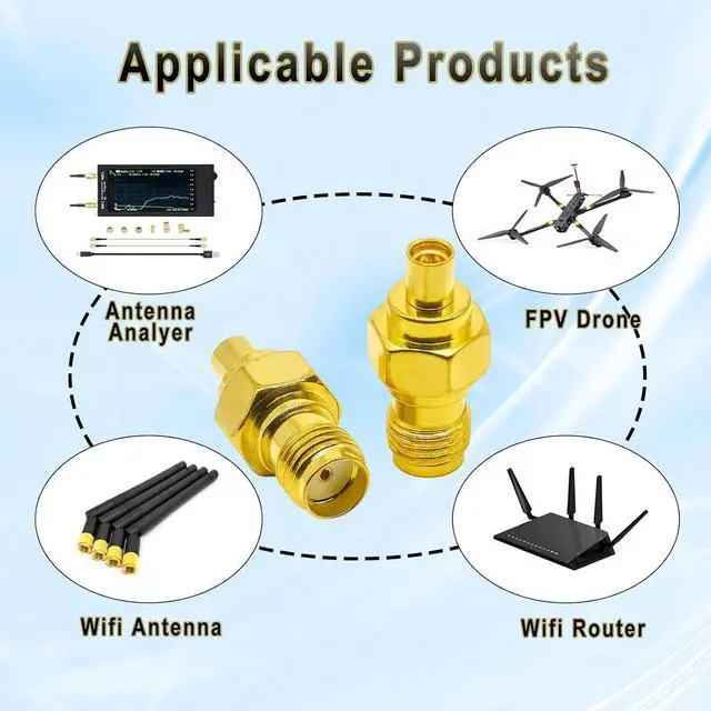 Alt view image 5 of 7 - 2PCS SMA to MMCX Radio Antenna Adapter Low Loss SMA Female to MMCX Female Coax Connector Coax Cable Adapter for FPV Drone Repeaters Audio Video