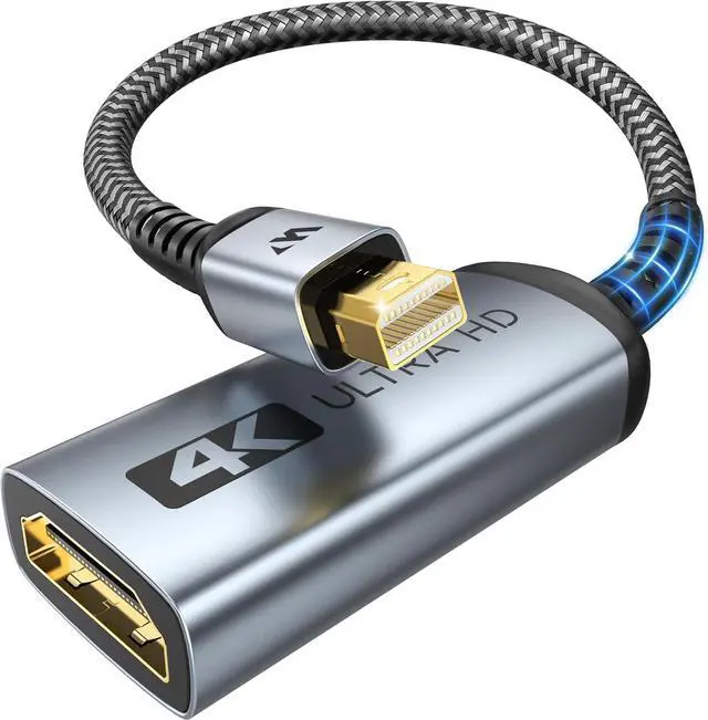 Main image of 4K Mini DisplayPort to HDMI Adapter [UHD Gold-Plated Plug Aluminum Case Super Slim] Thunderbolt to HDMI Converter Compatible for MacBook Air/Pro Surface Pro/Dock Monitor/Projector