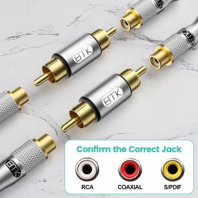 Alt view image 4 of 6 - RCA Coupler 6-Pack Gold Plated RCA Male to Male Connector Adapter - for Audio Video AV Extension Stereo Home Theater Speaker TV Amplifier