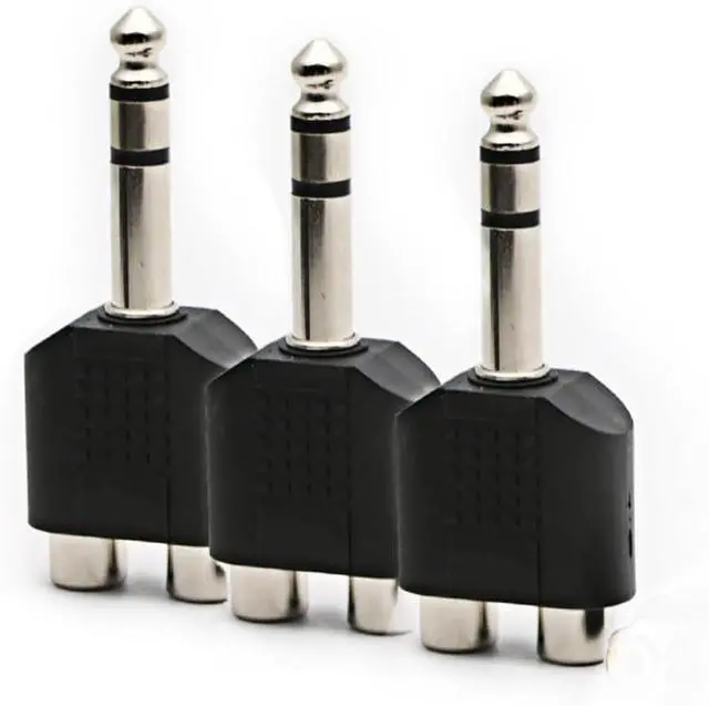 Alt view image 2 of 4 - 3pcs 1/4 6.35mm/6.5mm Stereo Male to Dual RCA Female Adapter Stereo Male to Dual RCA Female Audio Adapter for Sound Equipment (Double Channel)
