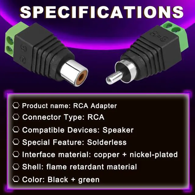 Alt view image 2 of 7 - 6PCS Phono RCA Screws Male Female Plug to AV Screw Terminal Audio/Video Connector Adapter Solder Free RCA Male Female with E2508 Terminal Mini Phillips Screwdriver for CCTV Speaker