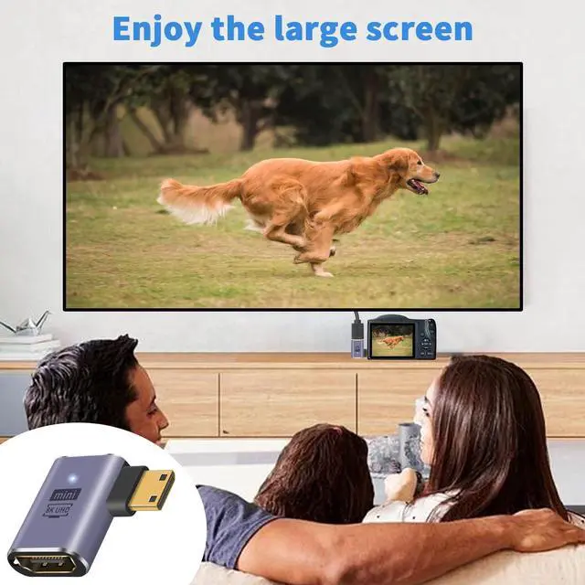 Alt view image 6 of 7 - 8K Right Angled HDMI to Mini HDMI Adapter 48Gbps 90 Degree HDMI Female to Mini HDMI Male Adapter with LED Working Indicator Lamp for Camera Camcorder Laptop (2 Pack)