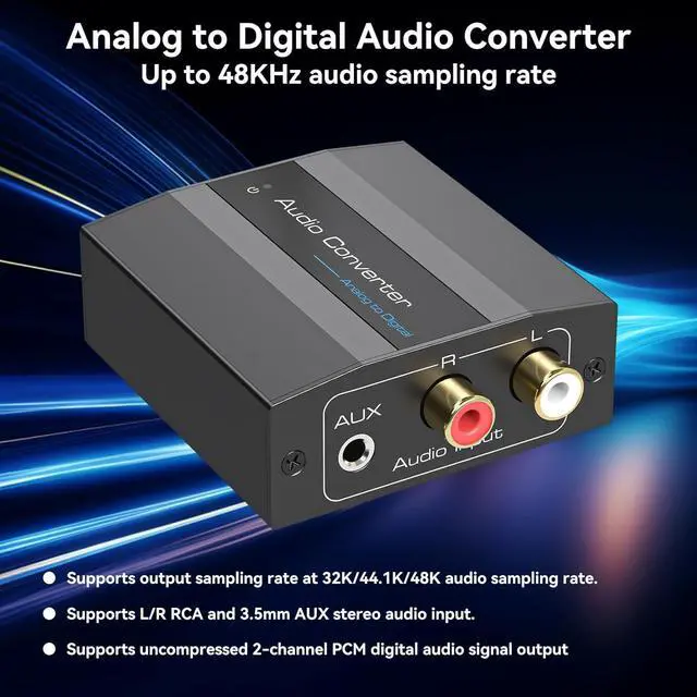Alt view image 6 of 7 - Analog to Digital Audio Converter RCA to Optical Converter RCA/3.5MM to Toslink and Coaxial Adapter for PS5 PS4 TV DVD Soundbar
