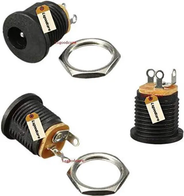 Alt view image 3 of 5 - 60Pcs 5.5MM x 2.1MM Male DC Power Plug Power Jack Adapter Connector& Female Dc Jack 3Pin Panel Mount Connector& Dustproof Plug