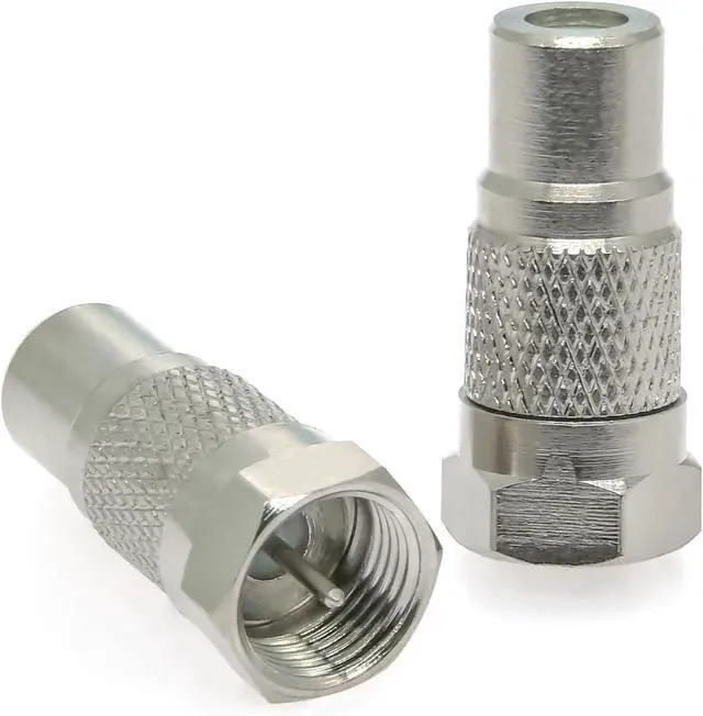 Alt view image 2 of 6 - 2PCS F Type to Phono Plug RCA Connector F Type Male to Phono RCA Female Coaxial Adapter Type F AV Connector Converter (Copper) Compatible with Atari 2600 TV Game Console TV Monitor Subwoofer