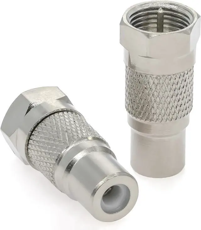 Main image of 2PCS F Type to Phono Plug RCA Connector F Type Male to Phono RCA Female Coaxial Adapter Type F AV Connector Converter (Copper) Compatible with Atari 2600 TV Game Console TV Monitor Subwoofer