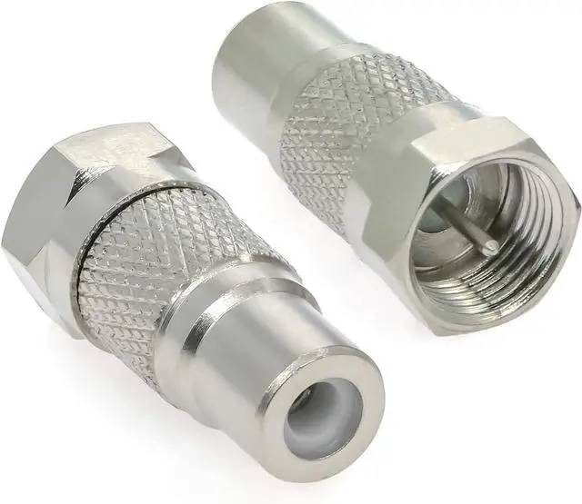 Alt view image 6 of 6 - 2PCS F Type to Phono Plug RCA Connector F Type Male to Phono RCA Female Coaxial Adapter Type F AV Connector Converter (Copper) Compatible with Atari 2600 TV Game Console TV Monitor Subwoofer