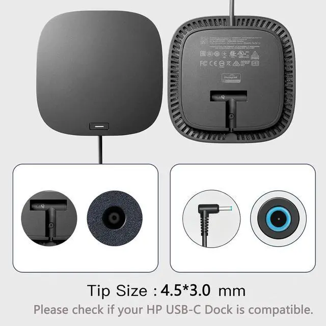 Alt view image 5 of 7 - 120W Power Adapter Laptop Charger for HP Docking Station Power Cord G5 USB-C/A Universal Dock G2 5TW13AA Envy 15 17 Series Omen 15-5000 5100 5200 710415-001 L41856-001 AC Power Supply-4.5 * 3.0mm