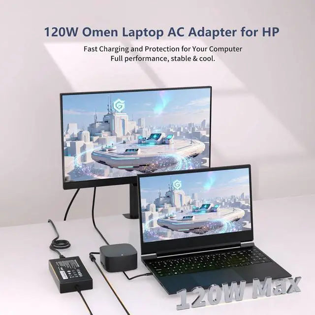 Alt view image 6 of 7 - 120W Power Adapter Laptop Charger for HP Docking Station Power Cord G5 USB-C/A Universal Dock G2 5TW13AA Envy 15 17 Series Omen 15-5000 5100 5200 710415-001 L41856-001 AC Power Supply-4.5 * 3.0mm