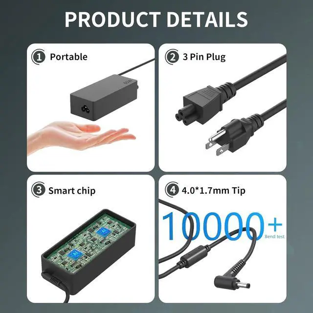 Alt view image 3 of 7 - 65W 20V 3.25A AC Adapter Replacement for  Laptop Charger Ideapad 3 5 Flex 5 4 6 11 14 15 Flex-14 Flex-15 Flex 5-1470 5-1570 4-1470 110 110s 310 320 330 330s 510 520 520 30s