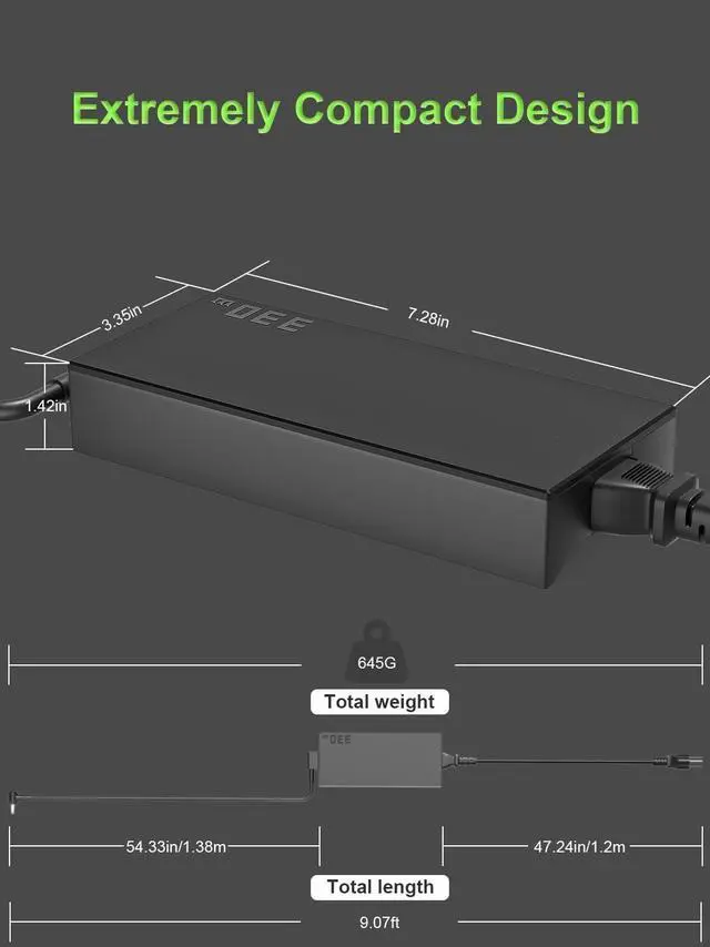 Alt view image 5 of 7 - 330W Charger Compatible with  ROG Strix Scar 18 17 16 G18 G16 G17 G15 G834 G634 G733 G814 G614 G513 G713 G732 Zephyrus Duo 16 15 M16 S17 GX650 GU604 Laptop Power Adapter