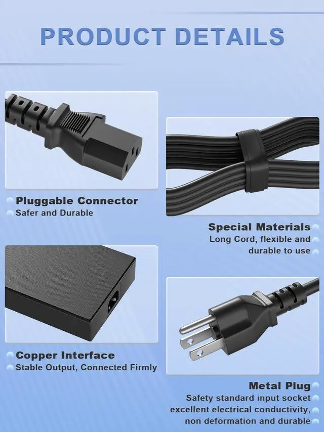 Alt view image 5 of 7 - 240W Charger Compatible with  ROG Zephyrus G16 G14 GU605 GA605 GA403 TUF Gaming A18 A16 A14 FA608 FA401 FA808 ProArt P16 PX13 H7606 HN7306 V16 V3607 Flow Z13 GZ302EA Laptop