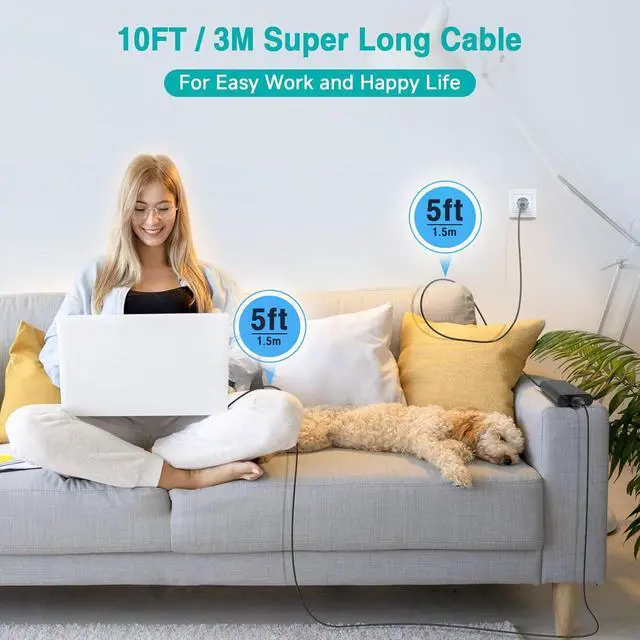 Alt view image 7 of 7 - 130W USB C Laptop Charger Type-C Power Adapter for  XPS 15 2-in-1 9575 XPS 17 9700 Precision 5530 5550 5750 3660 3551 Latitude 7410 7310 7210 9410 9510 5420 5520 10FT Power Cord