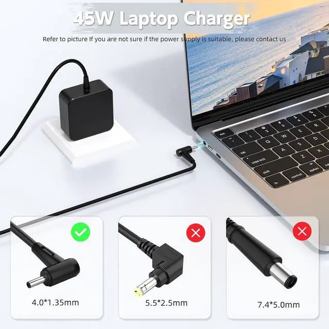 Alt view image 2 of 7 - 45W Laptop Charger Compatible with  Vivobook 14 15 17 Series Power Supply Cord