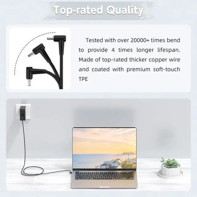 Alt view image 4 of 7 - 45W Laptop Charger Compatible with  Vivobook 14 15 17 Series Power Supply Cord