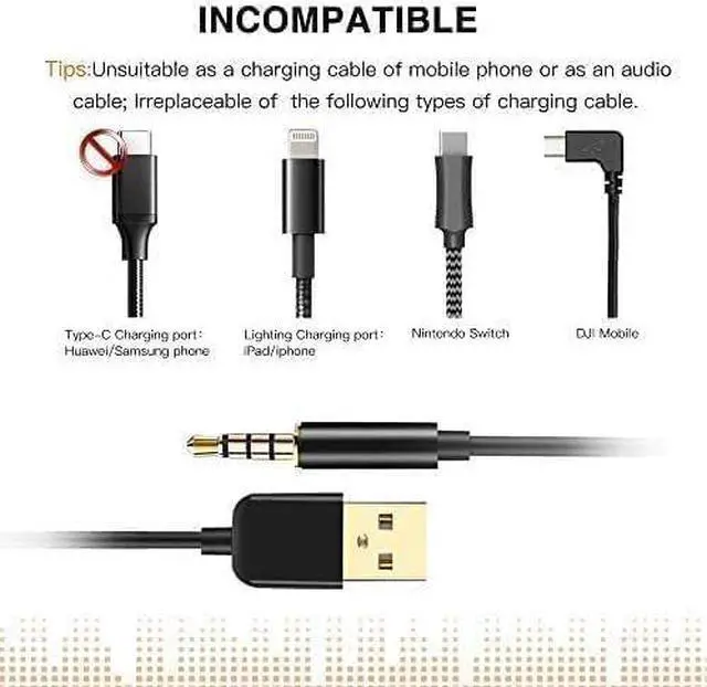 Alt view image 3 of 7 - 3.5mm Jack Charge Cable Male to USB 2.0 Data Sync & Charger Cable for MP3 / MP4 Players Recorders and Other Portable Devices Gold-Plated 0.8m / 2.6 feet Black
