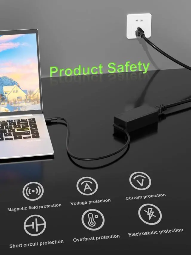 Alt view image 5 of 7 - 65W USB-C Charger Compatible with  Thinkpad Yoga Ideapad Chromebook ThinkBook Series Laptop Replacement Adapter