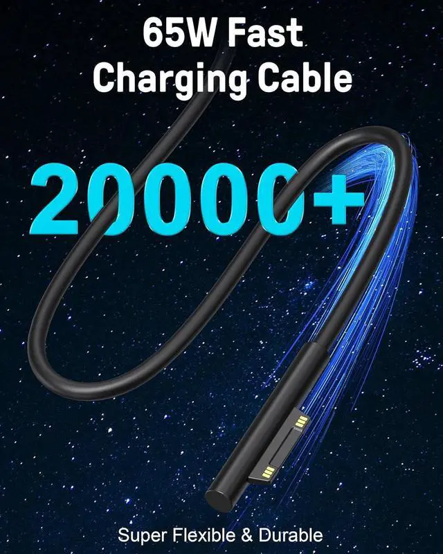 Alt view image 4 of 7 - Surface Pro Laptop Charger 65W Compatible with Microsoft Surface Pro 7 10 9 8 7+ 6 5 4 3 X Windows Surface Laptop 6 5 4 3 2 1 Surface Go Tablet Surface Book 3 2 1 Support 44W 36W