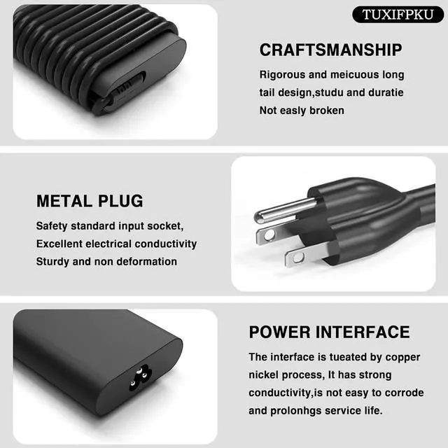 Alt view image 4 of 7 - 65W USB C Laptop Charger Compatible with  Latitude 5420 5520 5530 5550 5540 5430 5450 5440 7420 2-in-1 7430 7440 Inspiron 14 2-in-1 Chromebook 3100 XPS 13 60W Type C Power Cord