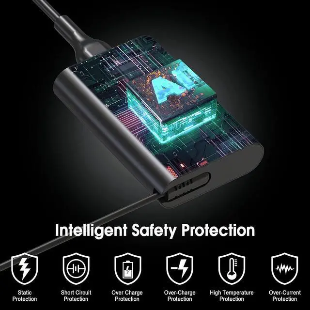 Alt view image 7 of 7 - 65W USB C Laptop Charger Compatible with  Latitude 5420 5520 5530 5550 5540 5430 5450 5440 7420 2-in-1 7430 7440 Inspiron 14 2-in-1 Chromebook 3100 XPS 13 60W Type C Power Cord