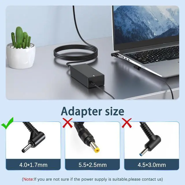 Alt view image 3 of 7 - 65W Charger Compatible with  Laptop IdeaPad 3 1 5 Flex 5 6 4 1470 1480 IdeaPad s340 S145 330 320 310 110 110s 510 520 530s 710s s540 S730 V14 V15 V17 65W 45W Round Tip AC Adapter