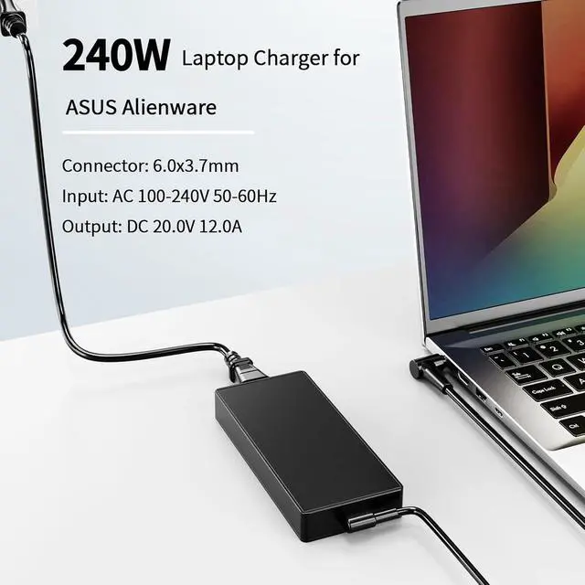 Alt view image 4 of 6 - 240W Fit for  Zephyrus M16 GU603 GU603Z GU603H GU603ZX GU603HM GU603VI GU603VV GU603ZU GU603HR GU603HE GU603ZE GU603ZW GU603ZM ADP-240EB B Laptop Adapter Power Supply Charger