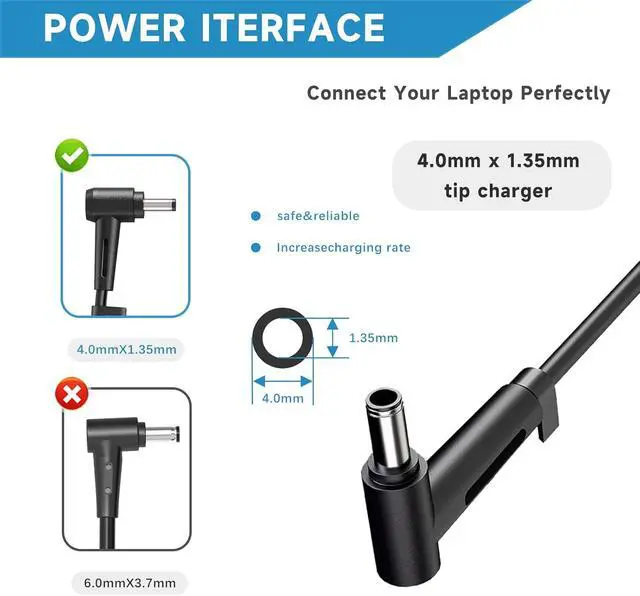 Alt view image 3 of 7 - 65W 45W Laptop Charger Compatible with  Vivobook 14 15 17 Flip 14 15 S13 S14 S15 Go 12 14 15 X510UR X515 X515J X515E X515M X515MA X415JA X415EA F513EA F513E Adapter Power Supply Cord