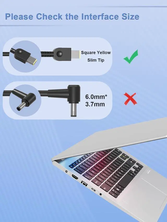 Alt view image 2 of 7 - New 330W Slim GaN Charger AC Adapter Compatible with  Legion 9 16IRX8 16IRX9 Legion Pro 7 16IRX9H 16IRX8H 16ARX8H 16IRX8 RTX 4060 4070 4080 4090 Gaming Laptop ADL330SDC3A