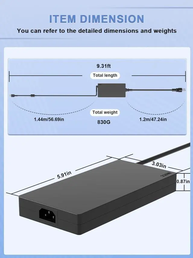 Alt view image 4 of 7 - New 330W Slim GaN Charger AC Adapter Compatible with  Legion 9 16IRX8 16IRX9 Legion Pro 7 16IRX9H 16IRX8H 16ARX8H 16IRX8 RTX 4060 4070 4080 4090 Gaming Laptop ADL330SDC3A