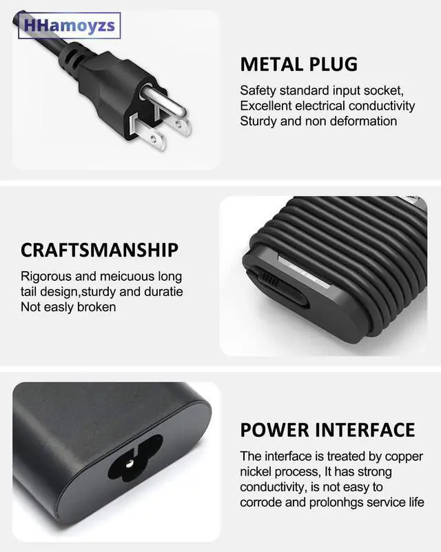 Alt view image 5 of 6 - 65W 45W Laptop Charger USB C - Compatible with  Latitude 5420 5520 7275 7420 7410 7370 XPS 13 9350 9250 9380 9370 9360 9365 Adapter Power Cord