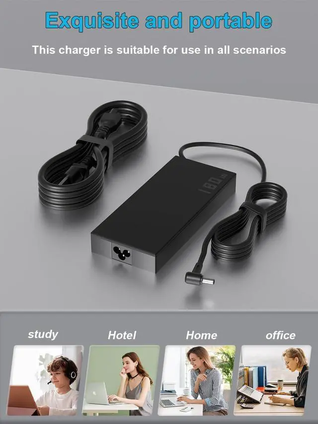 Alt view image 7 of 7 - 180W Charger Compatible with  ROG Zephyrus G14 G15 GA401 GA502 TUF Gaming A15 F15 F17 A17 FX566 FX705 FA706 FX766 FA506 FX706 FX506 FX505DT ROG Strix G G15 G531 G731 Laptop Adapter