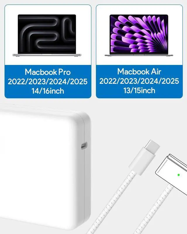 Alt view image 3 of 7 - Mac Book Pro Charger - USBC to Magnetic 3 Charger for Mac pro 14-16inch 2021 2023 2024 M1 M2 M3 M4 Mac Air 13-15inch 2022 2023 2024 2025 M2 M3 M4 Include 6.6ft Charge Cable