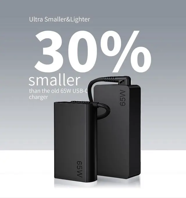 Alt view image 4 of 7 - New Slim 65W USB C Laptop Charger Compatible with  Laptop and Thinkpad/Yoga/Chromebook USB Type C Power Adapter