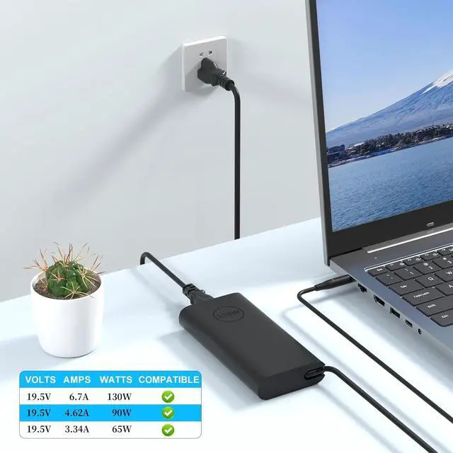 Alt view image 5 of 6 - 130W 4.5mm AC Adapter Compatible with  Precision 5510 5520 5530 5540 Vostro 7500 7510 7590 7620 7650 XPS 15 7590 9570 9560 9550 9530 Laptop Charger p56f ha130pm130 0v363h