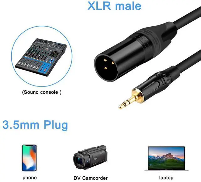 Alt view image 6 of 7 - 3.5mm to XLR Cable 3.3FT XLR to 3.5mm Unbalanced 1/8 inch Mini Jack Stereo to XLR Male Cord Adapter Mono Audio Cord for Cell Phone Laptop Speaker Mixer