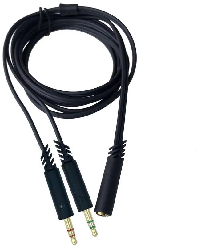 Main image of Replacement Headphone 3.5mm Female to 2 Dual 3.5mm Male Splitter Mic Aux Cable for Computer Audio Stereo Jack Gaming Headset to Dual Jack PC Laptop Adapter 5ft Black