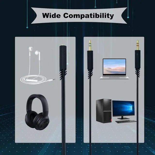 Alt view image 2 of 7 - Replacement Headphone 3.5mm Female to 2 Dual 3.5mm Male Splitter Mic Aux Cable for Computer Audio Stereo Jack Gaming Headset to Dual Jack PC Laptop Adapter 5ft Black