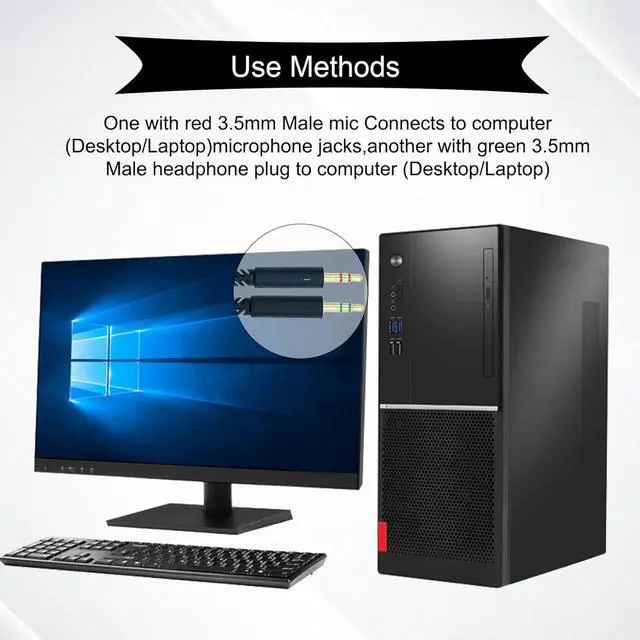 Alt view image 3 of 7 - Replacement Headphone 3.5mm Female to 2 Dual 3.5mm Male Splitter Mic Aux Cable for Computer Audio Stereo Jack Gaming Headset to Dual Jack PC Laptop Adapter 5ft Black