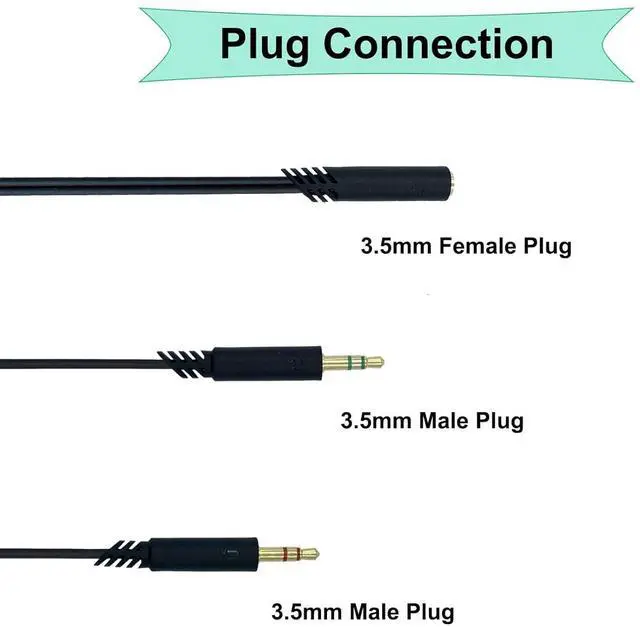Alt view image 4 of 7 - Replacement Headphone 3.5mm Female to 2 Dual 3.5mm Male Splitter Mic Aux Cable for Computer Audio Stereo Jack Gaming Headset to Dual Jack PC Laptop Adapter 5ft Black