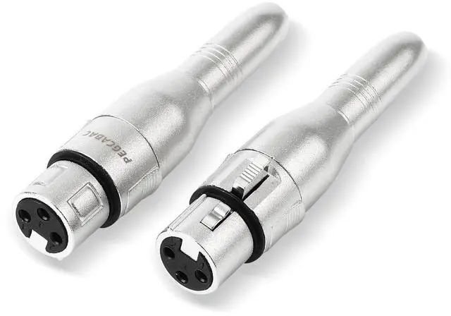 Main image of XLR 3 Pin Female to 1/4 6.35mm Female Jack Socket Audio Adapter Professional Grade Conversion Adapters Audio Cable Mic Cord Adapter Plug Silver 2-Pcs
