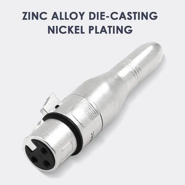 Alt view image 3 of 7 - XLR 3 Pin Female to 1/4 6.35mm Female Jack Socket Audio Adapter Professional Grade Conversion Adapters Audio Cable Mic Cord Adapter Plug Silver 2-Pcs