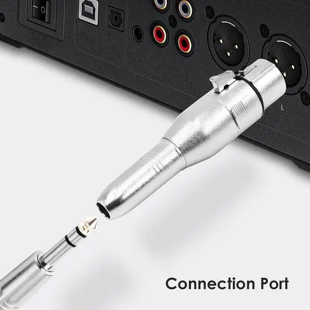 Alt view image 6 of 7 - XLR 3 Pin Female to 1/4 6.35mm Female Jack Socket Audio Adapter Professional Grade Conversion Adapters Audio Cable Mic Cord Adapter Plug Silver 2-Pcs