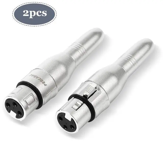 Alt view image 7 of 7 - XLR 3 Pin Female to 1/4 6.35mm Female Jack Socket Audio Adapter Professional Grade Conversion Adapters Audio Cable Mic Cord Adapter Plug Silver 2-Pcs