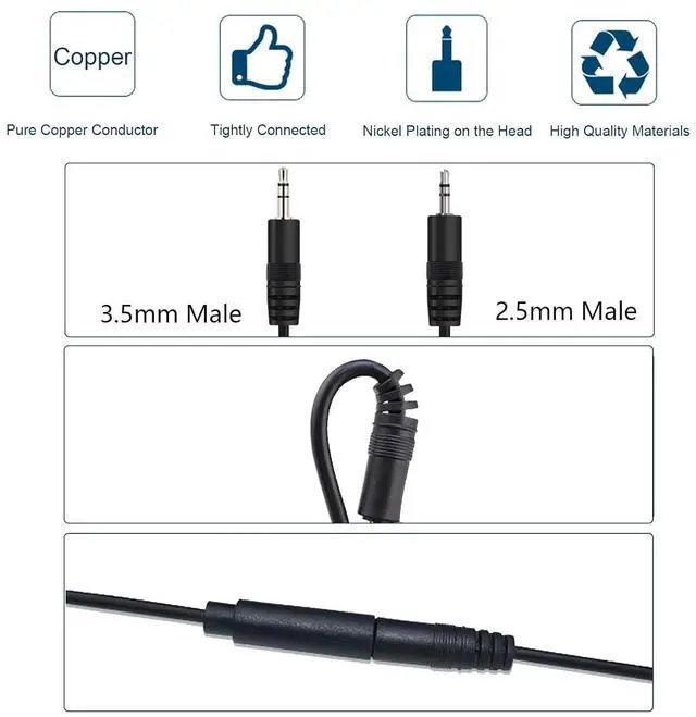 Alt view image 5 of 7 - Short 0.3M/1FT 3.5mm Replacement Repair Plug Jack TRS 3 Pole Stereo Male Plug 1PCS 3.5mm Male Plug to Bare Wire Open End Cable