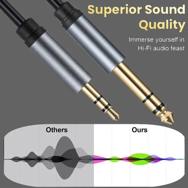 Alt view image 3 of 7 - 3.5mm to 6.35mm Stereo Audio Cable 1Feet  2Pack 1/4 Male to 1/8 Male TRS Bidirectional Stereo Audio Cable Jack for Guitar iPod Laptop Home Theater Devices Speaker and Amplifiers