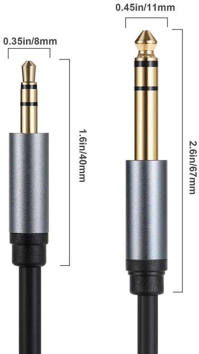 Alt view image 5 of 7 - 3.5mm to 6.35mm Stereo Audio Cable 1Feet  2Pack 1/4 Male to 1/8 Male TRS Bidirectional Stereo Audio Cable Jack for Guitar iPod Laptop Home Theater Devices Speaker and Amplifiers