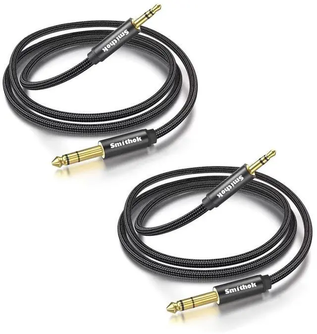 Main image of 2pack 1/8 to 1/4 Stereo Audio Cable 6.35mm 1/4 Male to 3.5mm 1/8 Male TRS Bidirectional Stereo Audio Cable for Guitar Laptop Home Theater Devices Speaker and Amplifiers 4Ft