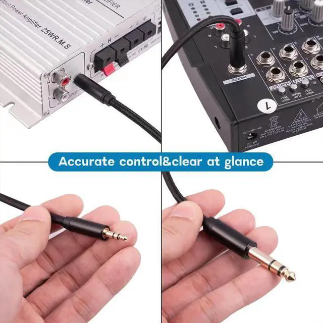 Alt view image 6 of 7 - 2pack 1/8 to 1/4 Stereo Audio Cable 6.35mm 1/4 Male to 3.5mm 1/8 Male TRS Bidirectional Stereo Audio Cable for Guitar Laptop Home Theater Devices Speaker and Amplifiers 4Ft