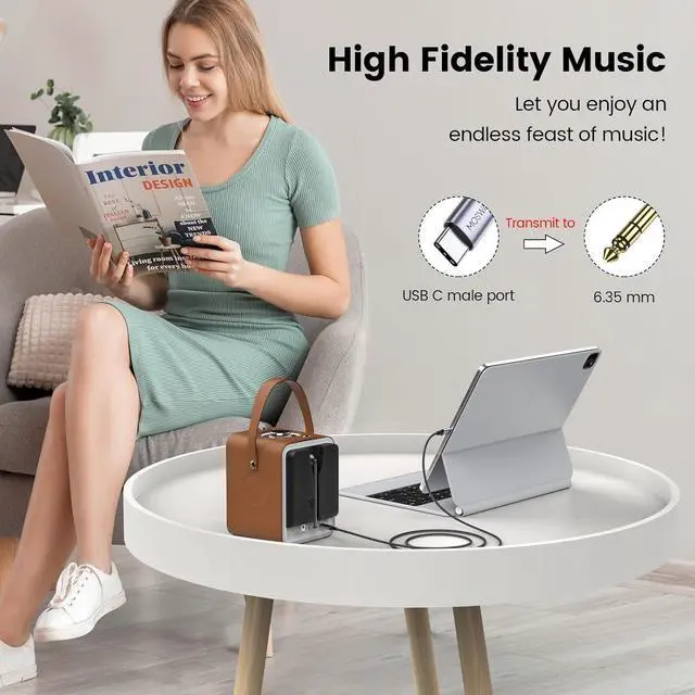 Alt view image 3 of 6 - USB C to 6.35mm 1/4 inch TRS Cable 3.28FT/1M Type C to 1/4 Audio Adapter Aux Jack Stereo Cable for Phones Amplifier Speaker Headphone Mixing Console (No Recording Support)